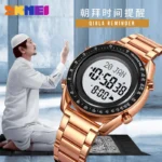 SKMEI - 2143 - Qibla Azan Time Reminder Prayer Watch - rose gold/white - Image 3
