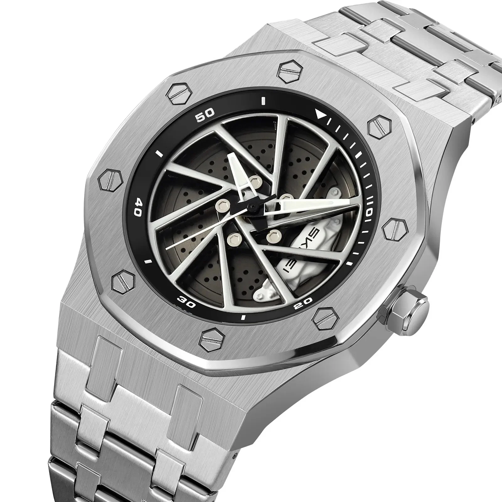 2359-16.webp SKMEI - 2359 - Rotating Wheel Sports Edition Watch - silver-steel - Image 1