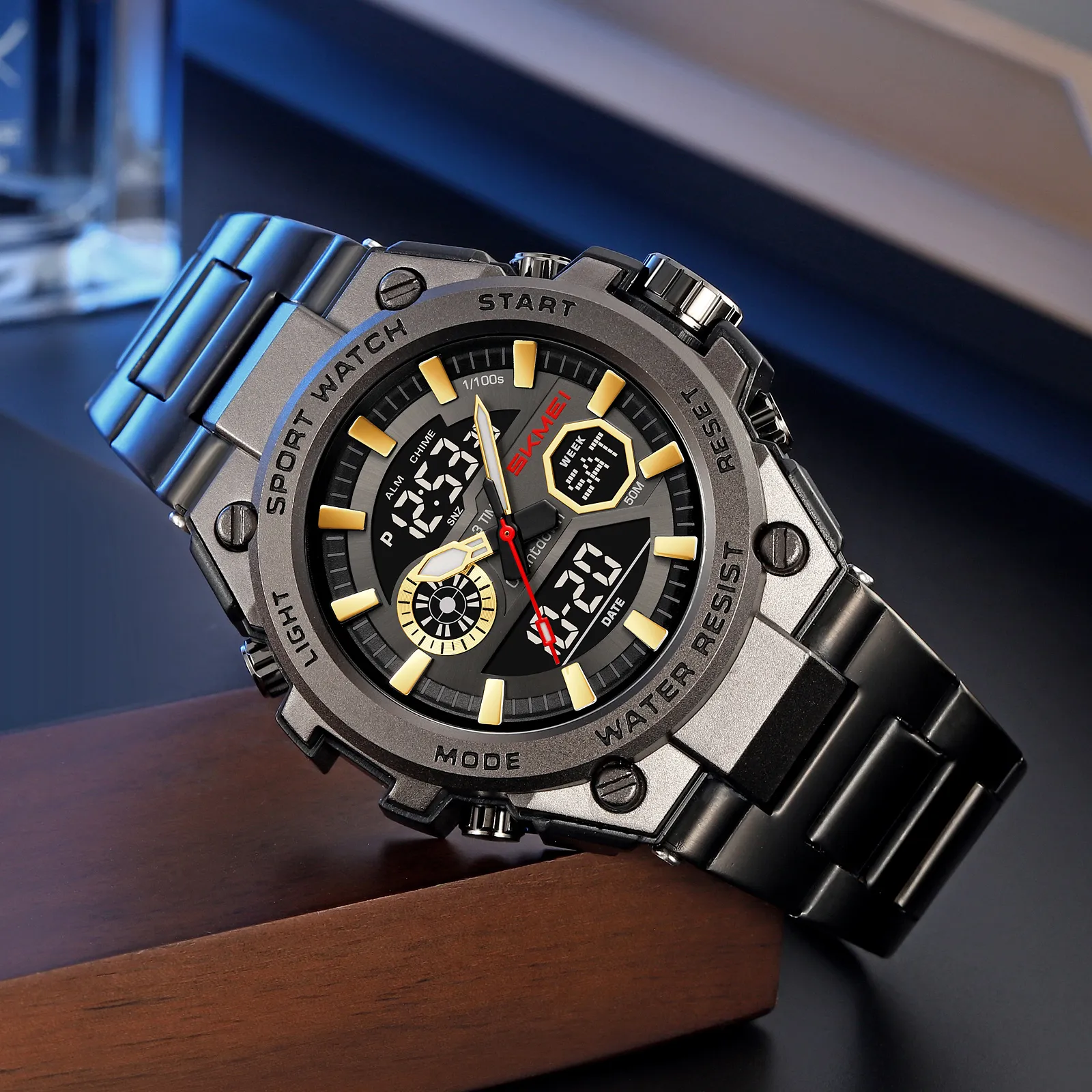 2416-10.webp SKMEI - 2416 - Dual Display Sports Watch - black/gold - Image 1