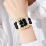 Skmei - 2526 - Women Digital Watch Original Silicone Strap - Gold Black - Image 3