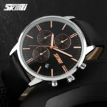 SKMEI - 9103 - Premium Chronograph Leather Edition Watch - black/black - Image 2
