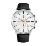 SKMEI - 9103 - Premium Chronograph Leather Edition Watch - white/black