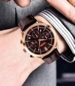 SKMEI - 9127 - Chronograph Leather Strap Watch - brown - Image 2