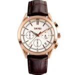 SKMEI - 9127 - Chronograph Leather Strap Watch - white