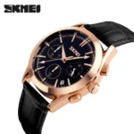 SKMEI - 9127 - Chronograph Leather Strap Watch - black - Image 3
