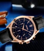 SKMEI - 9127 - Chronograph Leather Strap Watch - black - Image 2