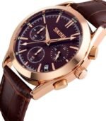 SKMEI - 9127 - Chronograph Leather Strap Watch - brown - Image 4