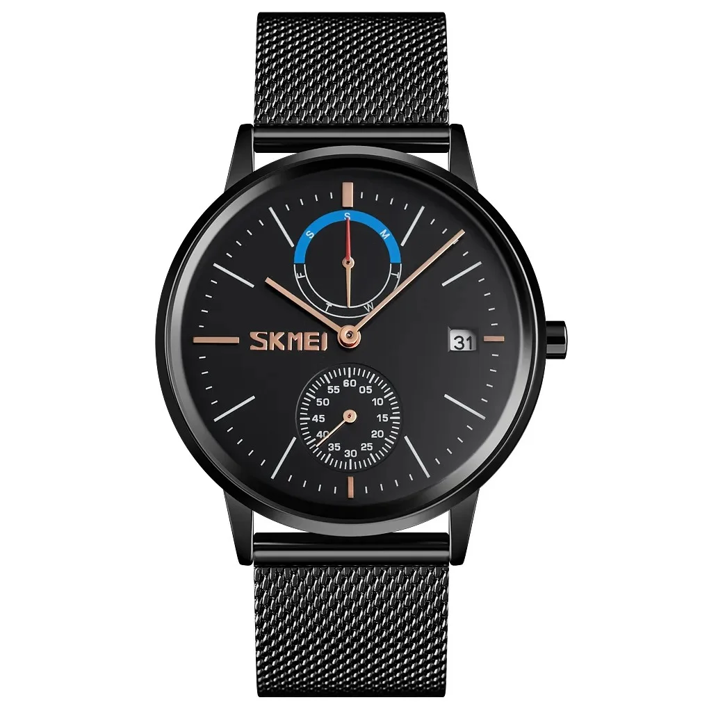 9182-3.webp SKMEI - 9182 - Premium Minimalist Mesh Watch - black - Image 1