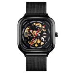 SKMEI - 9184 - Premium Automatic Skeleton Watch - black