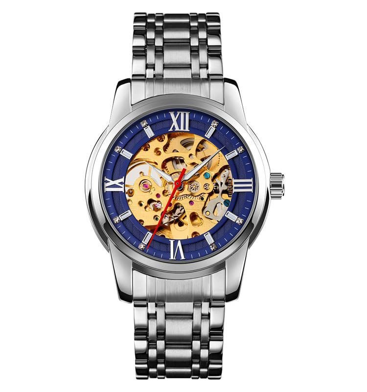 9222-10.jpeg SKMEI - 9222 - Luxury Automatic Skeleton Watch - silver/blue - Image 1