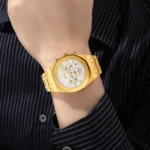 SKMEI - 9296 - Analog Stainless Steel Chronograph Quartz Watch - gold/silver - Image 3