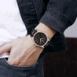 Skmei - 9298 - Leather Strap Casual Analog Quartz Watch - silver/rose gold-black - Image 3