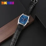 Skmei - 9306 - Leather Strap Quartz Alloy case Downsecond - Silver/Blue - Image 4