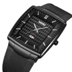 SKMEI - 9311 - Elegant Square Quartz Mesh Edition Watch - black/black - Image 2