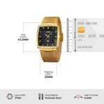 SKMEI - 9311 - Elegant Square Quartz Mesh Edition Watch - gold/black - Image 4