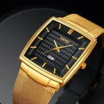 SKMEI - 9311 - Elegant Square Quartz Mesh Edition Watch - gold/black - Image 2