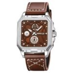 SKMEI - 9330 - Premium Down Second Square Dial Watch - silver/brown
