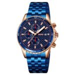 SKMEI - 9334 - Quartz Chronograph Analog Dial Stainless Steel Watch - rose gold/blue