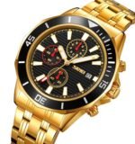 SKMEI - 9335 - Luxury Quartz Chronograph Stainless Steel Watch - gold/black - Image 2