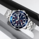 SKMEI - 9335 - Luxury Quartz Chronograph Stainless Steel Watch - silver/blue - Image 4