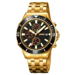 SKMEI - 9335 - Luxury Quartz Chronograph Stainless Steel Watch - gold/black
