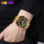 SKMEI - 9335 - Luxury Quartz Chronograph Stainless Steel Watch - gold/black - Image 4