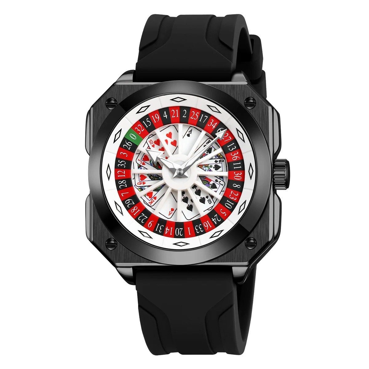 9379-3.jpeg SKMEI - 9379 - Rotating Poker Dial Silicone Wrist Watch - Black/black - Image 1
