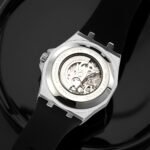 SKMEI - M036 - Automatic Movement Skeleton Dial - silver-silica gel - Image 3