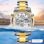 Skmei – 1389 – Dual Display Waterproof Business Watch - Silver/Gold-Silver