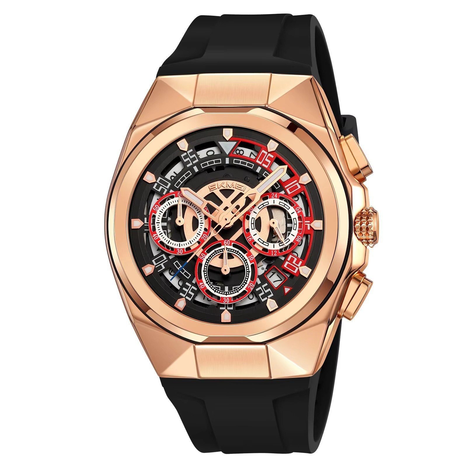 9377-6.jpeg SKMEI - 9377 - Sporty Multi-Function Quartz Watch - rosegold/black - Image 1